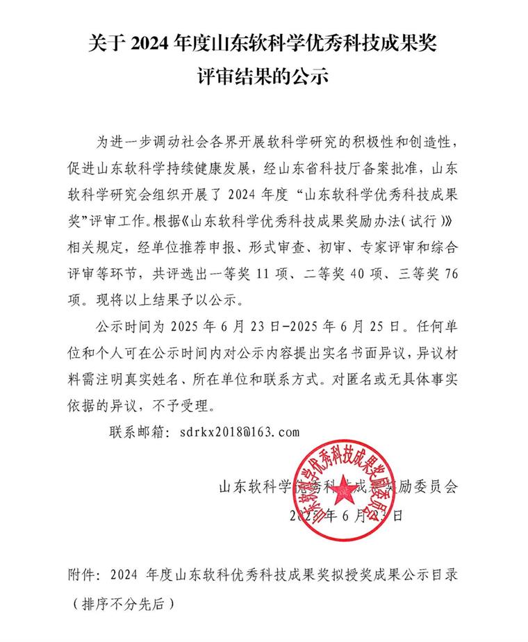 全讯白菜创新创业教育成果荣获2024年度山东省软科学优秀科技成果奖